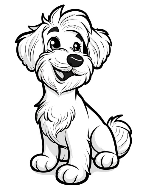 Cute Dog Coloring Book Pages Simple Hand Drawn Animal illustration Line Art Outline Black and White (44)