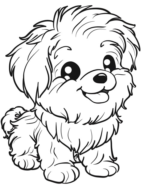 Cute Dog Coloring Book Pages Simple Hand Drawn Animal illustration Line Art Outline Black and White (28)