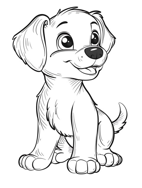 Cute Dog Coloring Book Pages Simple Hand Drawn Animal illustration Line Art Outline Black and White (34)