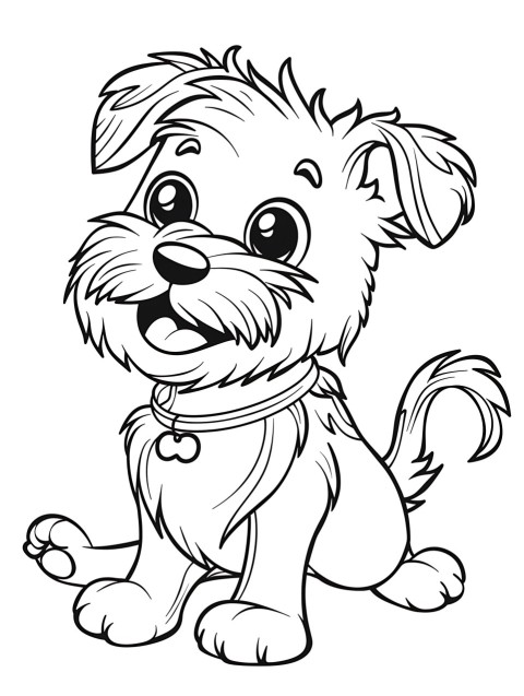 Cute Dog Coloring Book Pages Simple Hand Drawn Animal illustration Line Art Outline Black and White (52)