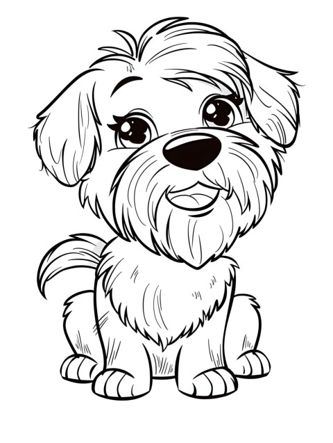 Cute Dog Coloring Book Pages Simple Hand Drawn Animal illustration Line Art Outline Black and White (86)