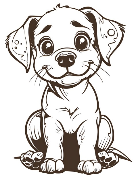 Cute Dog Coloring Book Pages Simple Hand Drawn Animal illustration Line Art Outline Black and White (71)