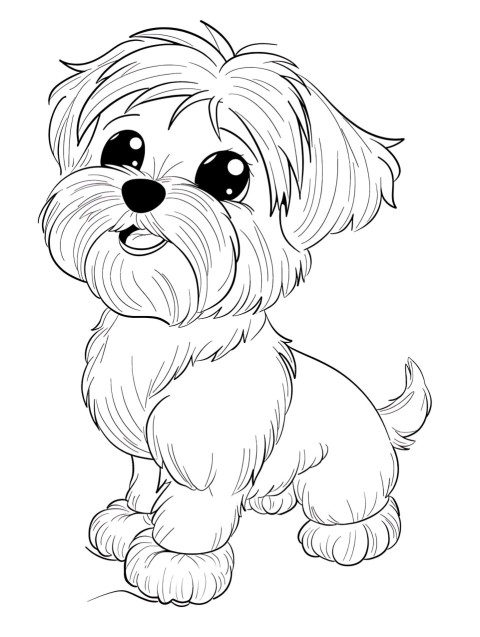 Cute Dog Coloring Book Pages Simple Hand Drawn Animal illustration Line Art Outline Black and White (65)