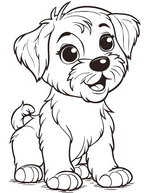 Cute Dog Coloring Book Pages Simple Hand Drawn Animal illustration Line Art Outline Black and White (29)