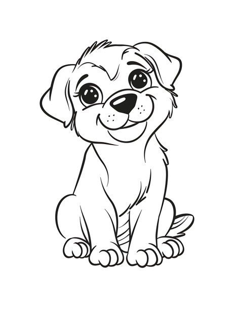 Cute Dog Coloring Book Pages Simple Hand Drawn Animal illustration Line Art Outline Black and White (112)