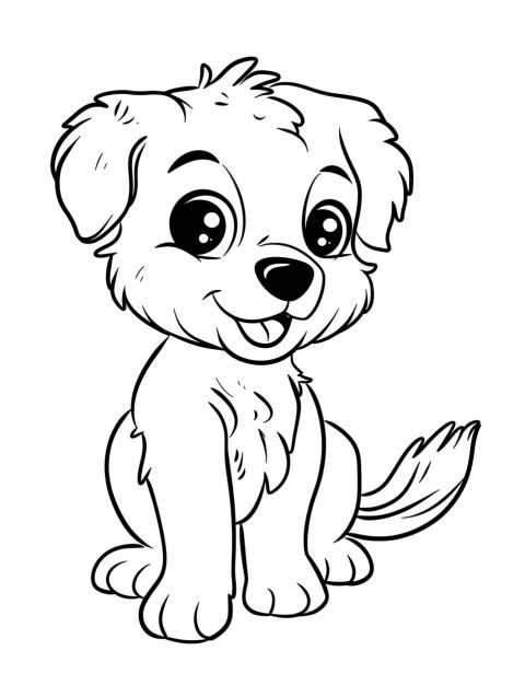 Cute Dog Coloring Book Pages Simple Hand Drawn Animal illustration Line Art Outline Black and White (135)