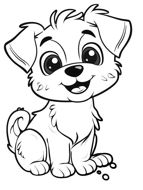 Cute Dog Coloring Book Pages Simple Hand Drawn Animal illustration Line Art Outline Black and White (117)