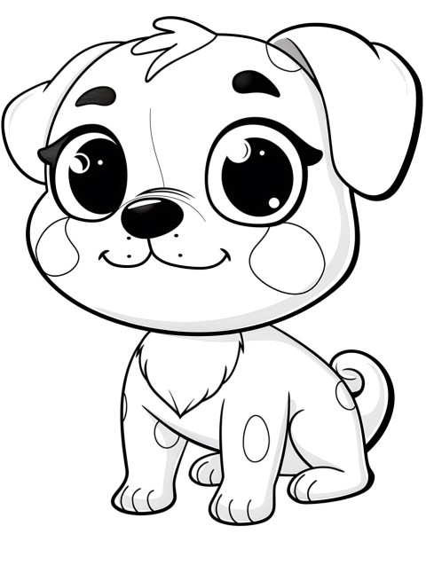 Cute Dog Coloring Book Pages Simple Hand Drawn Animal illustration Line Art Outline Black and White (131)