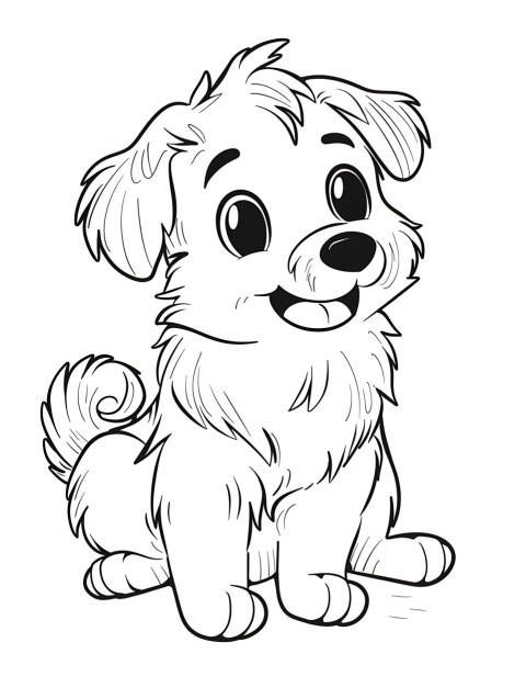 Cute Dog Coloring Book Pages Simple Hand Drawn Animal illustration Line Art Outline Black and White (110)
