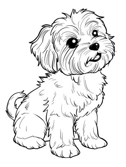 Cute Dog Coloring Book Pages Simple Hand Drawn Animal illustration Line Art Outline Black and White (126)