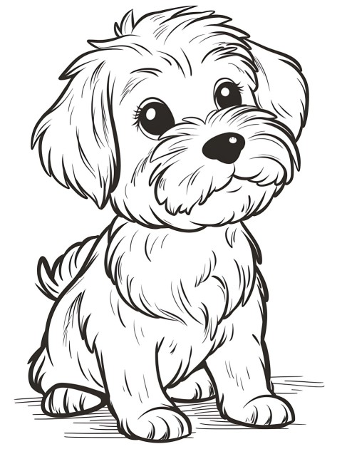 Cute Dog Coloring Book Pages Simple Hand Drawn Animal illustration Line Art Outline Black and White (116)