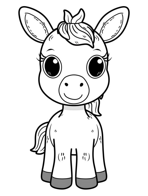 Cute Donkey Coloring Book Pages Simple Hand Drawn Animal illustration Line Art Outline Black and White (25)