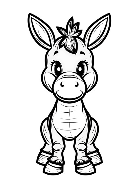 Cute Donkey Coloring Book Pages Simple Hand Drawn Animal illustration Line Art Outline Black and White (41)