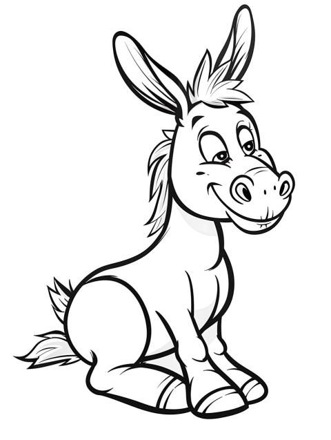 Cute Donkey Coloring Book Pages Simple Hand Drawn Animal illustration Line Art Outline Black and White (72)