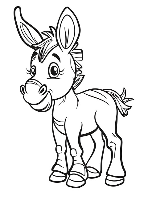 Cute Donkey Coloring Book Pages Simple Hand Drawn Animal illustration Line Art Outline Black and White (64)
