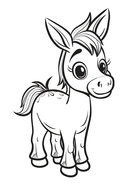 Cute Donkey Coloring Book Pages Simple Hand Drawn Animal illustration Line Art Outline Black and White (84)
