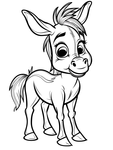 Cute Donkey Coloring Book Pages Simple Hand Drawn Animal illustration Line Art Outline Black and White (29)