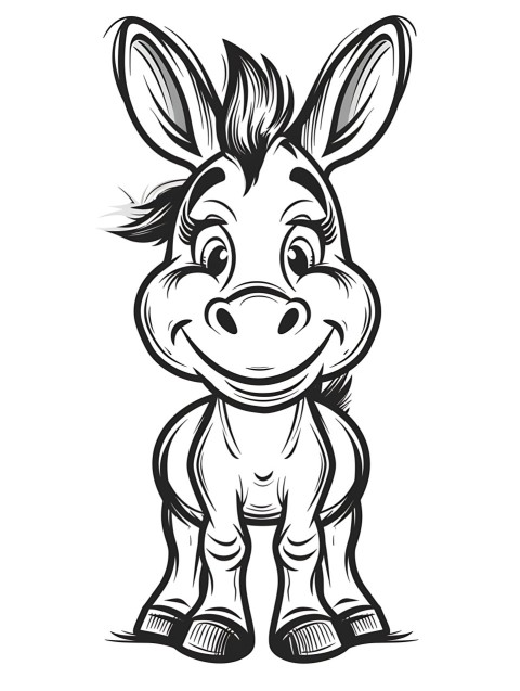 Cute Donkey Coloring Book Pages Simple Hand Drawn Animal illustration Line Art Outline Black and White (51)