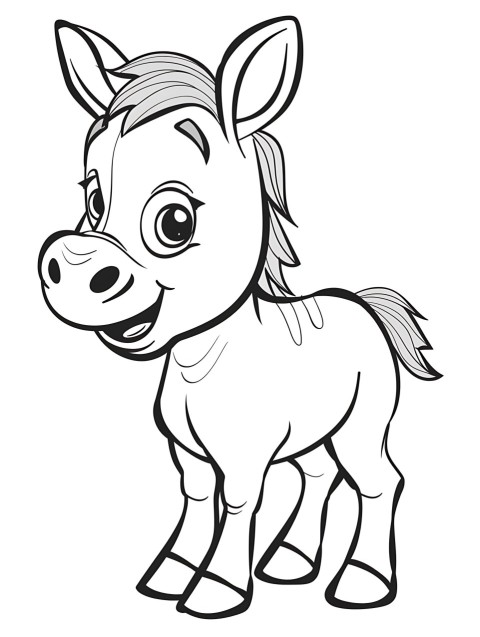 Cute Donkey Coloring Book Pages Simple Hand Drawn Animal illustration Line Art Outline Black and White (76)