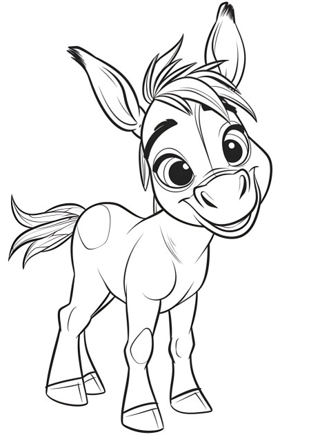 Cute Donkey Coloring Book Pages Simple Hand Drawn Animal illustration Line Art Outline Black and White (32)