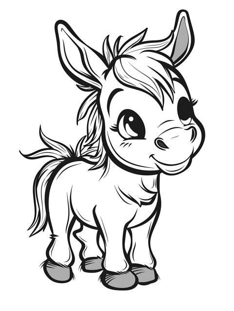 Cute Donkey Coloring Book Pages Simple Hand Drawn Animal illustration Line Art Outline Black and White (17)
