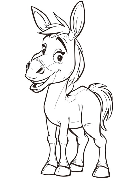 Cute Donkey Coloring Book Pages Simple Hand Drawn Animal illustration Line Art Outline Black and White (27)