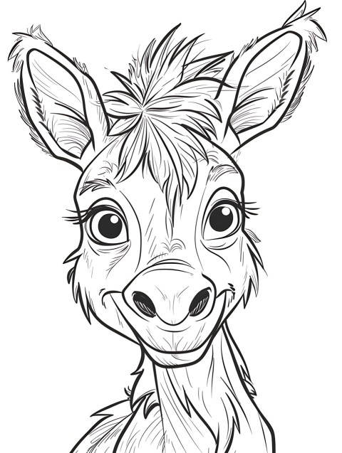 Cute Donkey Coloring Book Pages Simple Hand Drawn Animal illustration Line Art Outline Black and White (2)