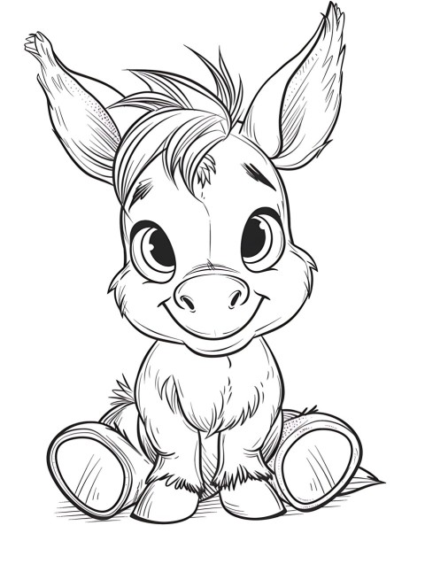 Cute Donkey Coloring Book Pages Simple Hand Drawn Animal illustration Line Art Outline Black and White (82)