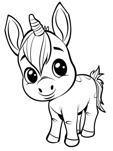 Cute Donkey Coloring Book Pages Simple Hand Drawn Animal illustration Line Art Outline Black and White (120)