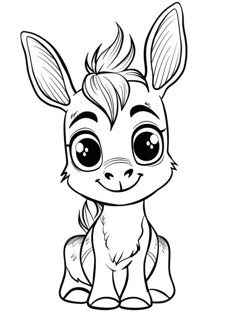 Cute Donkey Coloring Book Pages Simple Hand Drawn Animal illustration Line Art Outline Black and White (131)