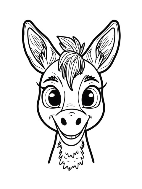 Cute Donkey Coloring Book Pages Simple Hand Drawn Animal illustration Line Art Outline Black and White (133)
