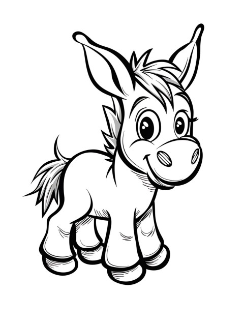 Cute Donkey Coloring Book Pages Simple Hand Drawn Animal illustration Line Art Outline Black and White (107)