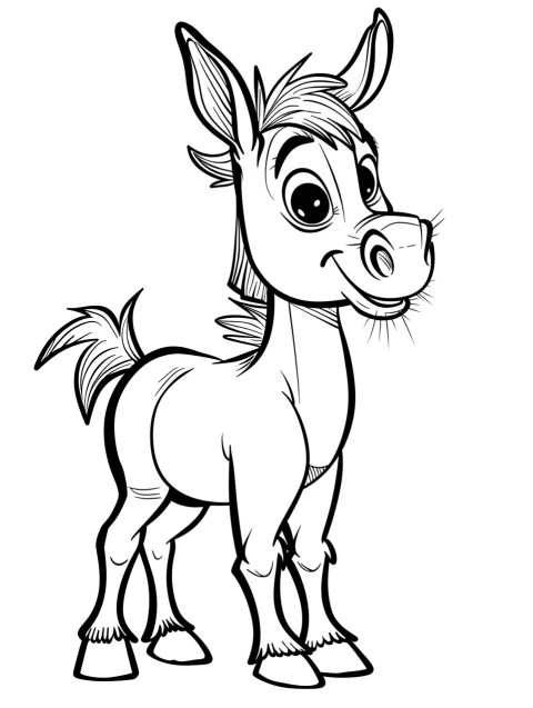 Cute Donkey Coloring Book Pages Simple Hand Drawn Animal illustration Line Art Outline Black and White (122)