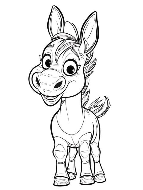 Cute Donkey Coloring Book Pages Simple Hand Drawn Animal illustration Line Art Outline Black and White (141)