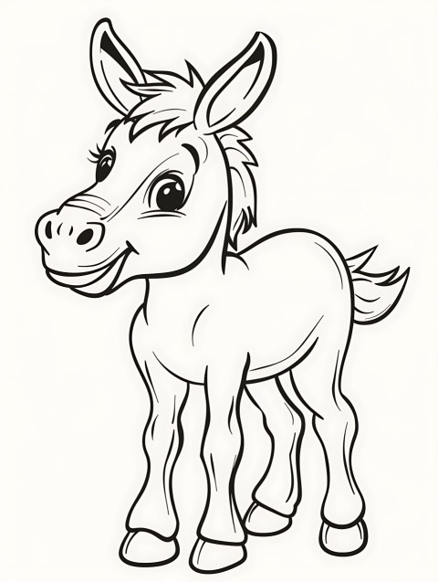 Cute Donkey Coloring Book Pages Simple Hand Drawn Animal illustration Line Art Outline Black and White (135)