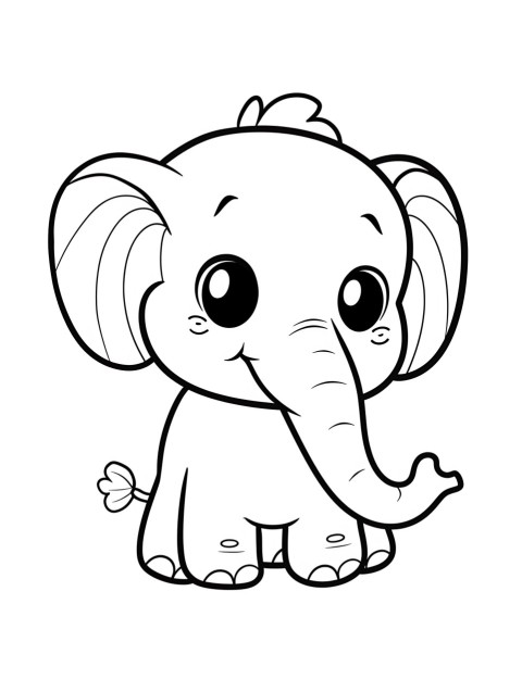 Cute Elephant Coloring Book Pages Simple Hand Drawn Animal illustration Line Art Outline Black and White (33)