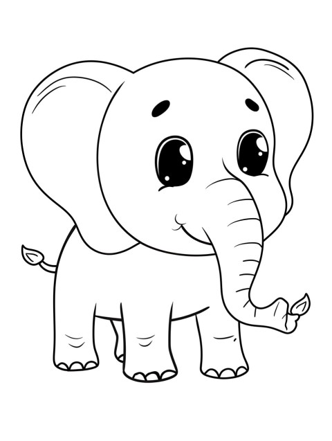 Cute Elephant Coloring Book Pages Simple Hand Drawn Animal illustration Line Art Outline Black and White (64)