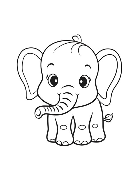 Cute Elephant Coloring Book Pages Simple Hand Drawn Animal illustration Line Art Outline Black and White (37)