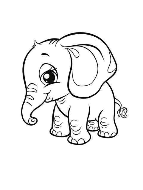 Cute Elephant Coloring Book Pages Simple Hand Drawn Animal illustration Line Art Outline Black and White (13)