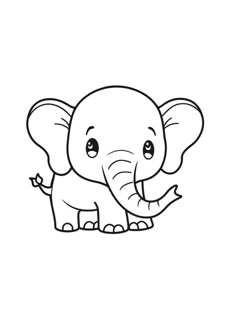 Cute Elephant Coloring Book Pages Simple Hand Drawn Animal illustration Line Art Outline Black and White (28)