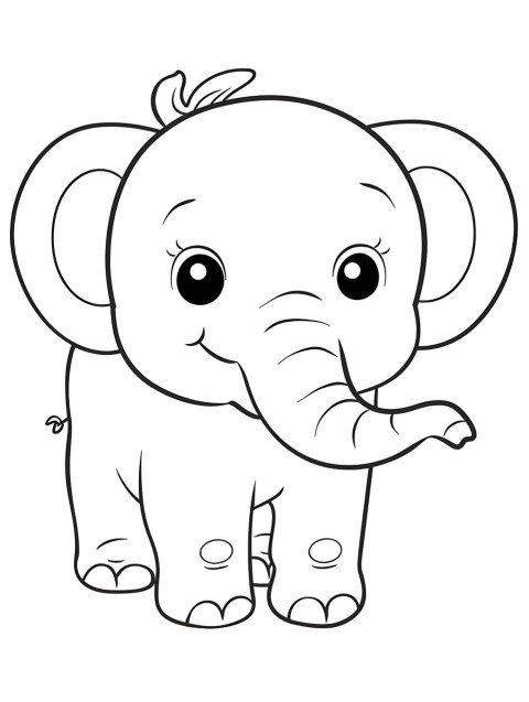 Cute Elephant Coloring Book Pages Simple Hand Drawn Animal illustration Line Art Outline Black and White (19)