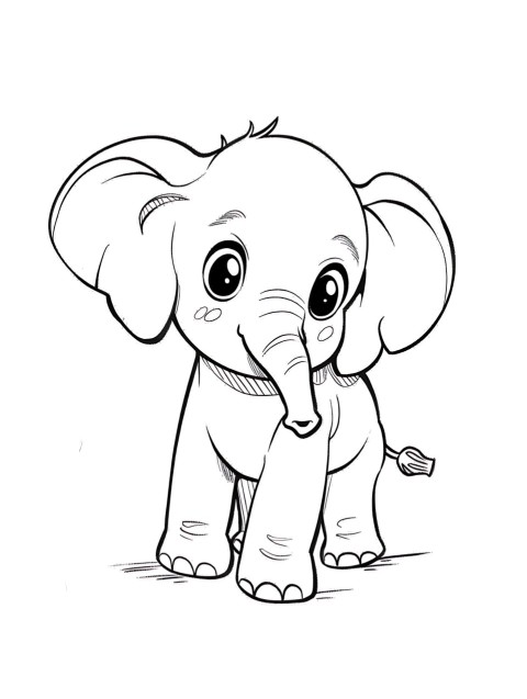 Cute Elephant Coloring Book Pages Simple Hand Drawn Animal illustration Line Art Outline Black and White (3)