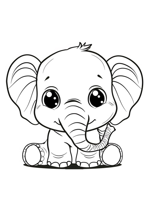 Cute Elephant Coloring Book Pages Simple Hand Drawn Animal illustration Line Art Outline Black and White (24)