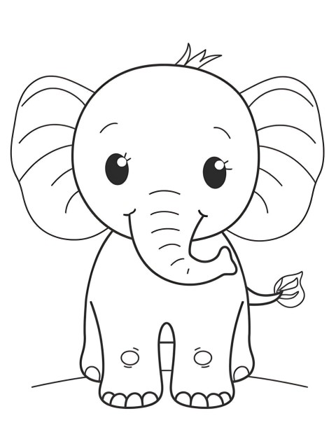 Cute Elephant Coloring Book Pages Simple Hand Drawn Animal illustration Line Art Outline Black and White (56)