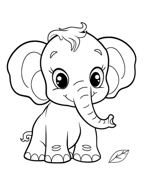 Cute Elephant Coloring Book Pages Simple Hand Drawn Animal illustration Line Art Outline Black and White (12)