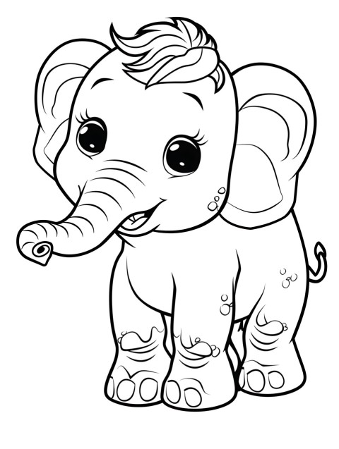 Cute Elephant Coloring Book Pages Simple Hand Drawn Animal illustration Line Art Outline Black and White (9)