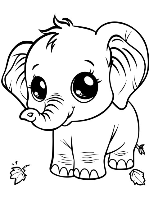 Cute Elephant Coloring Book Pages Simple Hand Drawn Animal illustration Line Art Outline Black and White (78)