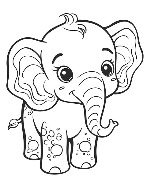 Cute Elephant Coloring Book Pages Simple Hand Drawn Animal illustration Line Art Outline Black and White (90)