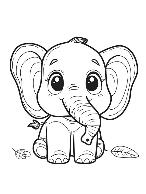 Cute Elephant Coloring Book Pages Simple Hand Drawn Animal illustration Line Art Outline Black and White (15)