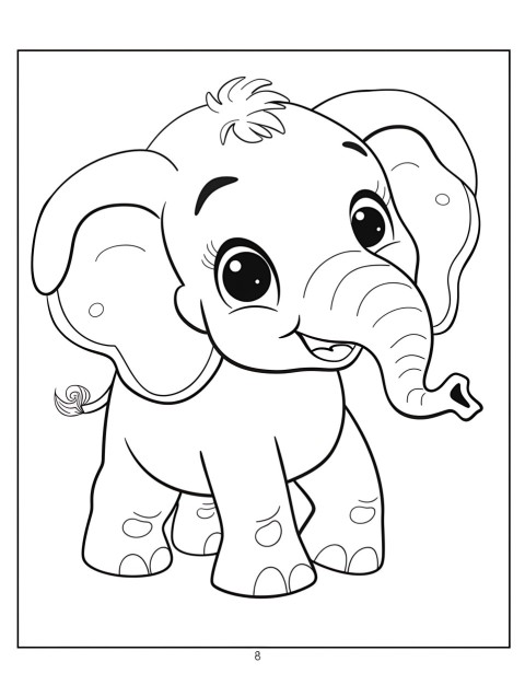Cute Elephant Coloring Book Pages Simple Hand Drawn Animal illustration Line Art Outline Black and White (99)